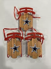 Dallas Cowboys Football NFL Vintage Metal Sled Christmas Tree Ornament IMPERFECT