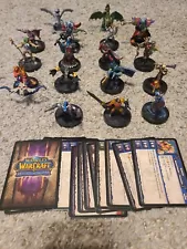 World of Warcraft Miniatures lot of 17 Total Figures WoW Mini - Core With Cards