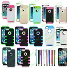 IPHONE 5 5S SE COLORFUL HEAVY DUTY CASE HYBRID RUGGED COVER WITH FILM + STYLUS