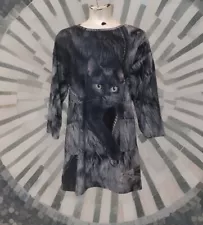 Women’s 3D Printed T-Shirt Dress Sz 3XL Cat Peeking Out Kitty A-Line Long Sleeve