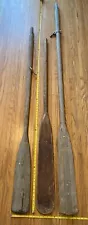 Qty 3 Vintage Wooden Boat Oars Paddles Estate Barn Find Nautical Decor