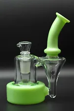 6 Inch Milky Green RBR Recycler Premium Tobacco Smoking Water Pipe Bubbler Bong