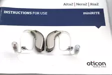 PAIR Oticon Ria2 Minirite 312 wl RIC Hearing Aid SOLD FOR REPAIR OR PARTS