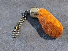 Vintage Rabbits Foot USA Lucky Charm Keychain Orange