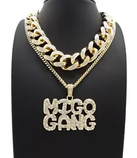 NEW ICE BLING MIAMI CUBAN CHAIN & MIGO GANG CHAIN SET