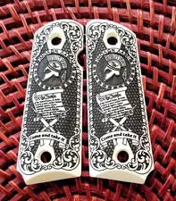 Compact officers 1911 custom ivory grips MOLON LABE 2nd Amendment Spartan