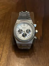 NEW SIEKO MOD ROYAL OAK “PANDA” DIAL CHRONOGRAPH QUARTZ CAL.VK63A DATE WATCH