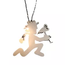 ICP Hatchet Man Mirrored Pendant W/ Chain 22" Necklace Silver Color Flamingo