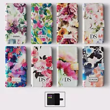 PERSONALISED FLIP WALLET PHONE CASE FOR IPHONE 15 14 13 12 11 SE 8 WILD FLOWERS