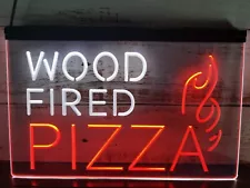 Wood Fired Pizza Neon Light Sign Dual Color Wall Desktop Restaurant Decor