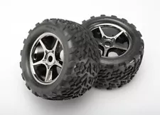 Traxxas 1/10 E-Maxx Brushless * 2 TALON TIRES/GEMINI BLACK CHROME WHEELST *