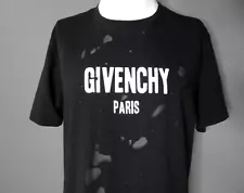 Givenchy Paris Logo T-shirt Distressed Double layer Holes Black Size Men's Med