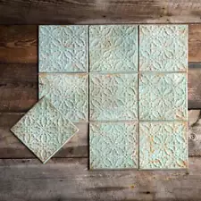 Lovecup Antique Green Tin Ceiling Tile, Set of 16 L924