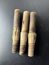 Lot of 3 Old Time Threaded Wood Insulators Pegs Telephone Pole Barn Building