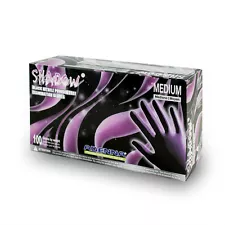 Adenna SHADOW Nitrile PF exam gloves. Sz: MEDIUM, Black. TATTOO SALON 1 Box