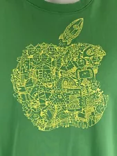 Apple Computer Inc graphic print Logo crew neck t-shirt green Size SMALL S