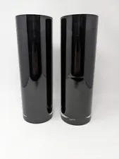 Black Glass Vase Hand Blown Tall Cylinder CYS Excel Glassware 12" x 4" Set of 2