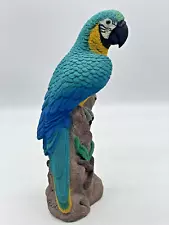 Macaw Blue Yellow Parrot Sand Sculpture Figurine Decor 9" Tall