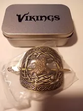 VIKINGS TIN WITH HAIR BROOCH GREAT FOR ANY COLLECTION NEW!