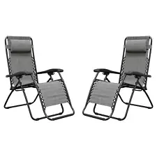 Caravan Canopy Infinity Zero Gravity Steel Frame Patio Chair, Grey (Pair) (Used)