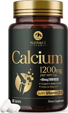 Calcium 1200mg with Vitamin D3 Supplement for Strong Bones & Muscle Support