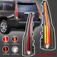 Pair Red Clear Rear LED Tail Lights For 2015-2020 GMC Yukon / XL Escalade Style