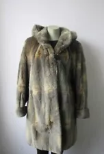 Women's Sz 10 M Superb Sheared Muskrat Fur Jacket Coat HOOD SALE ð¥