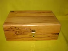 ARTISAN CRAFTED SPALTED AMBROSIA MAPLE WOOD TRINKET JEWELRY PENCIL BOX NICE