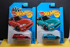 2014 HOT WHEELS (1) 1990 HONDA CIVIC EF Red & (1) Honda CIVIC EF Teal VHTF Lot