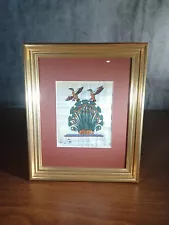 Egyptian Papyrus Art Flower of the Lotus & Papyrus Plants Custom Framed Signed