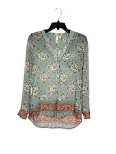 KUT FROM THE KLOTH Jasmine Floral Top Sz S Potenza Fall Colors Roll Tab Sleeve