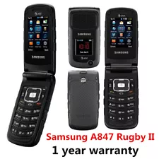 Original Samsung Rugby II A847 Black Cellphone 2.2'' 3G Unlocke Flip Cell Phone