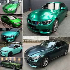 Green / Car Wrap Satin 3D Carbon Fiber Chrome Pearl Chameleon Vinyl Sticker US