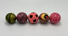 Lot of 5 Superball Rubber Bouncy Balls Rainbow Marble Swirl (FOR (Picky...)