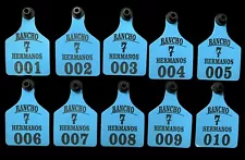 Lot of 12 (twelve)) cattle cow ear tags custom personalized never fade.