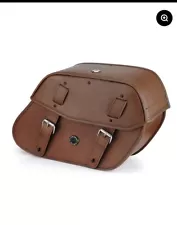 Viking Odin Brown Large Saddlebags For Harley Softail Heritage FLSTC. NIB