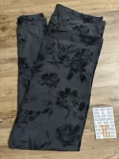 New Release LuLaRoe TC Tall & Curvy Leggings Beautiful Gray Rose New Print