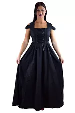 Gothic Victorian Dark Side Raven Witch Black Long Corset Lace up Party Dress