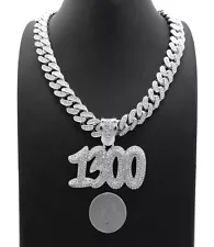 Hip Hop POLO-G 1300 Pendant 16" 18" 20" Iced Cuban Box Lock Chain Necklace