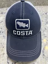 Costa Del Mar Fishing Embroidered Snapback Mesh Trucker Adjustable Cap Hat Blue