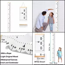 Growth Chart for Kids, Canvas Height Chart Ruler Removable Wood Hanging