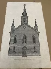 Jacques Hnizdovsky Wood Block Print First Ukrainian Church In America 88/150