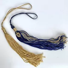 1967 Blue Beige and Gold High School Graduation Tassels With Hang Loop