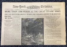 Titanic Sinks! New York Tribune Newspaper April 16, 1912 Reprint