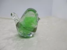 Ireland Kerry Glass Green-Swirl Bird Figure/Paperweight