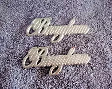 Pair OEM METAL Chrome 80-92 Cadillac BROUGHAM Script Nameplate Emblem Ornaments