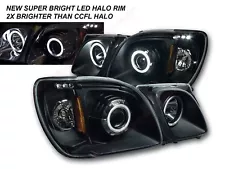 Pair 1pc Style Black LED Halo Projector Headlights for 1998-2007 Lexus LX470