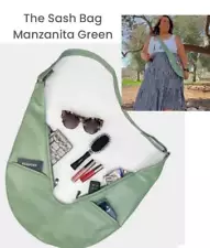 THE SASH Manzanita Green Faux Vegan Leather Purse Travel Sling Bag NWT