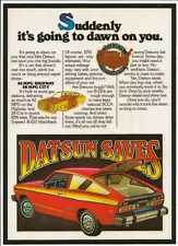 Handmade Laminated Print of an Original 1977 DATSUN B-210 PRINT AD Hatchback VTG