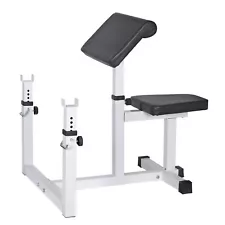 Preacher Curl Weight Bench Seated Arm Isolated Barbell Dumbbell Biceps Statio...